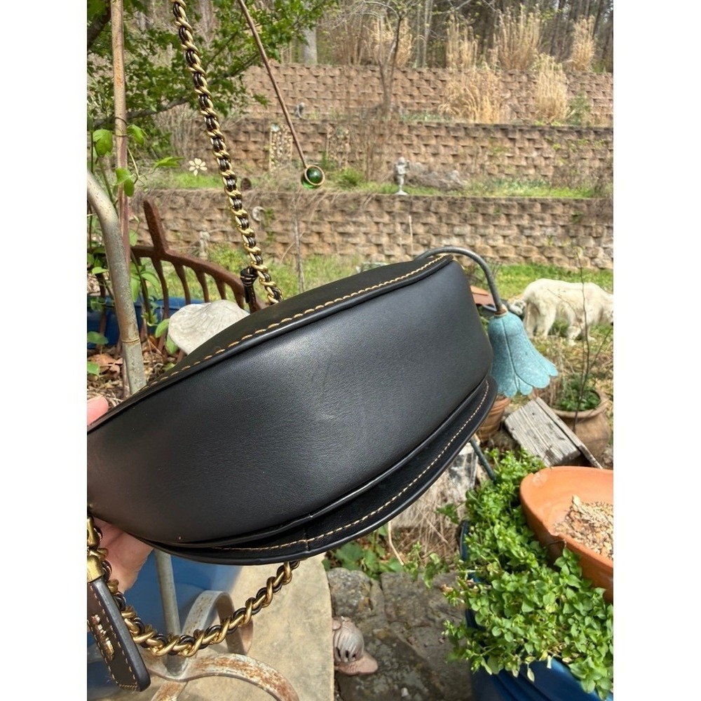 Coach 1941 Saddle Bag 23 Black Glovetanned Leather Crossbody 58241 Brass Chain - Picture 13 of 16